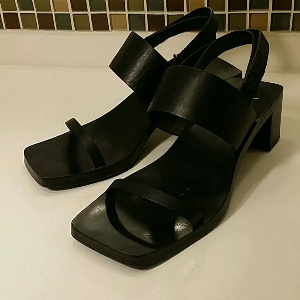Calvin Klein black leather sandal velcro strap